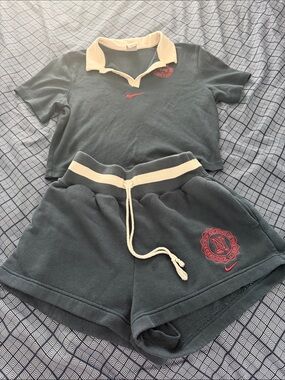 Nike Dark blue Polo & Shorts Set with Cream Trim and Red Logo